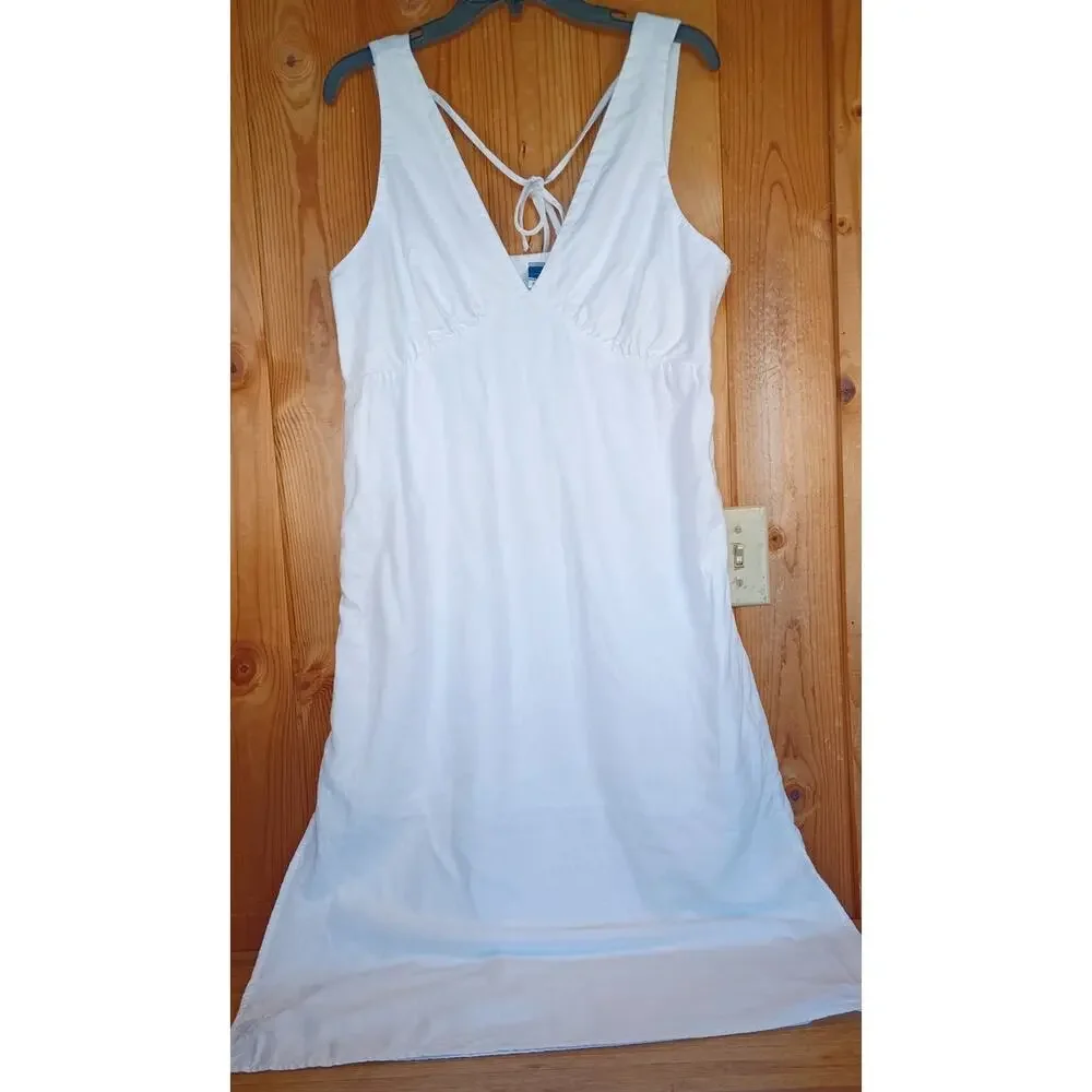 Old Navy White Linen Blend Maxi Dress XL Beach Resort Coastal Sundress - Picture 4 of 7